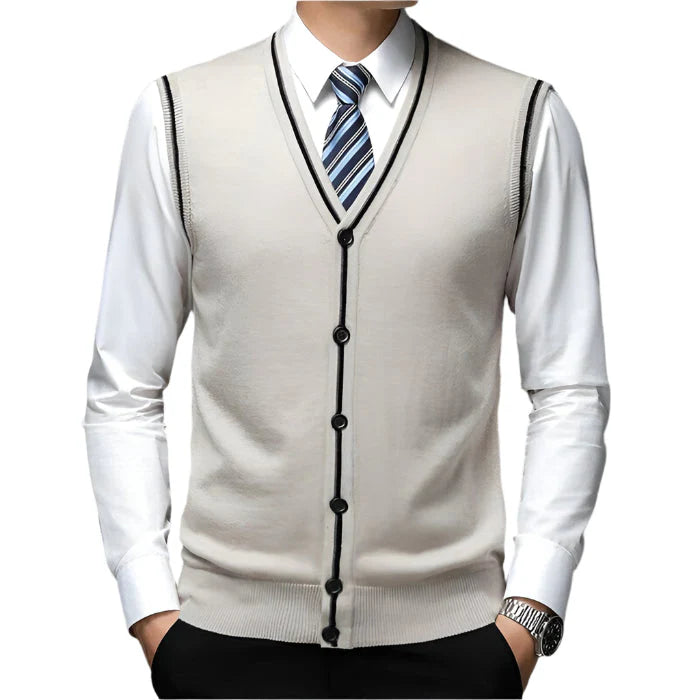 Colete Masculino em Lã Piannaro PN392 com design clássico e botões elegantes.