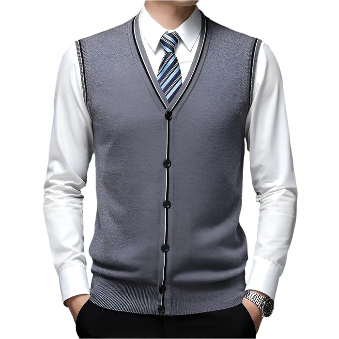 Colete Masculino em Lã Piannaro PN392 com design clássico e botões elegantes.