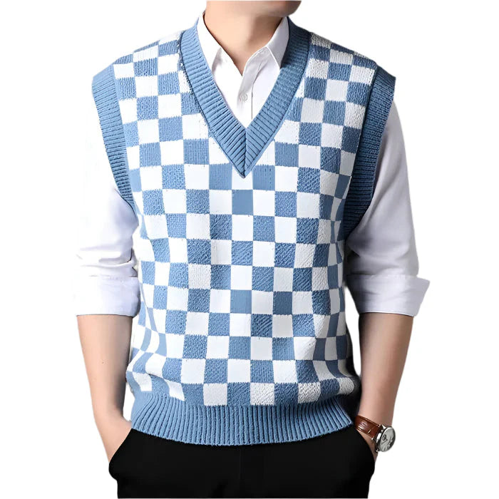 Colete Masculino Tricot Xadrez Piannaro PN400 com design clássico e elegante.