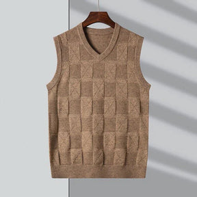 Colete Masculino Tricot Xadrez Piannaro PN399 em tricot premium com padrão xadrez clássico, ideal para eventos casuais e formais.