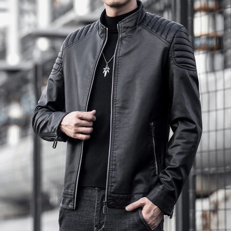 Jaqueta de Couro Motociclista Masculina Piannaro PN167 em detalhe