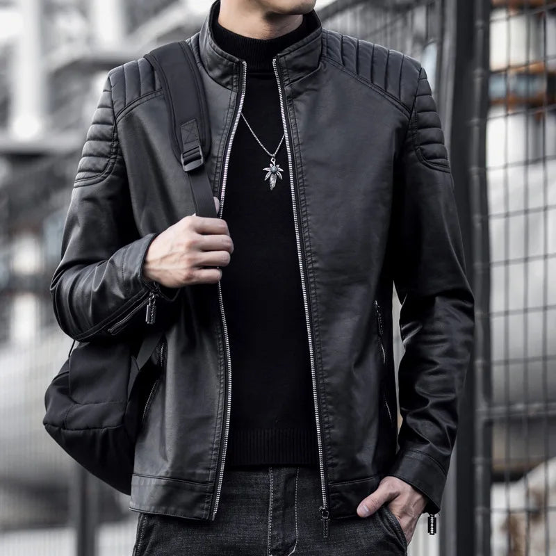 Jaqueta de Couro Motociclista Masculina Piannaro PN167 em detalhe