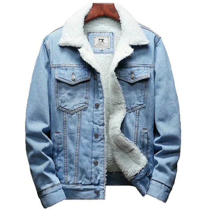 Jaqueta Jeans Masculina Forrada em Lã Piannaro PN097 em azul escuro