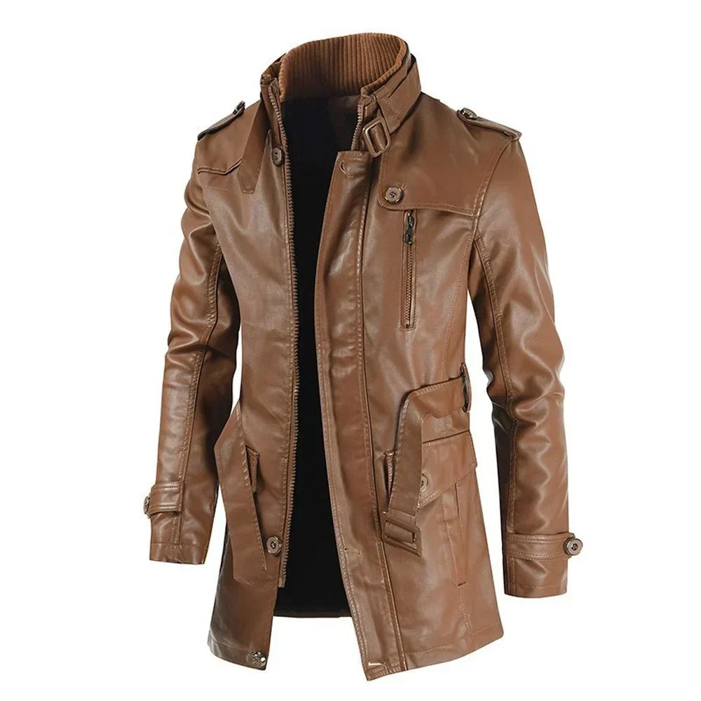 Jaqueta Masculina Piannaro PN165 em couro genuíno e poliéster, ideal para o frio.
