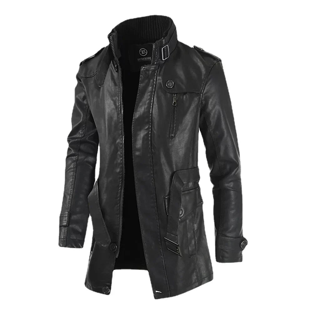 Jaqueta Masculina Piannaro PN165 em couro genuíno e poliéster, ideal para o frio.