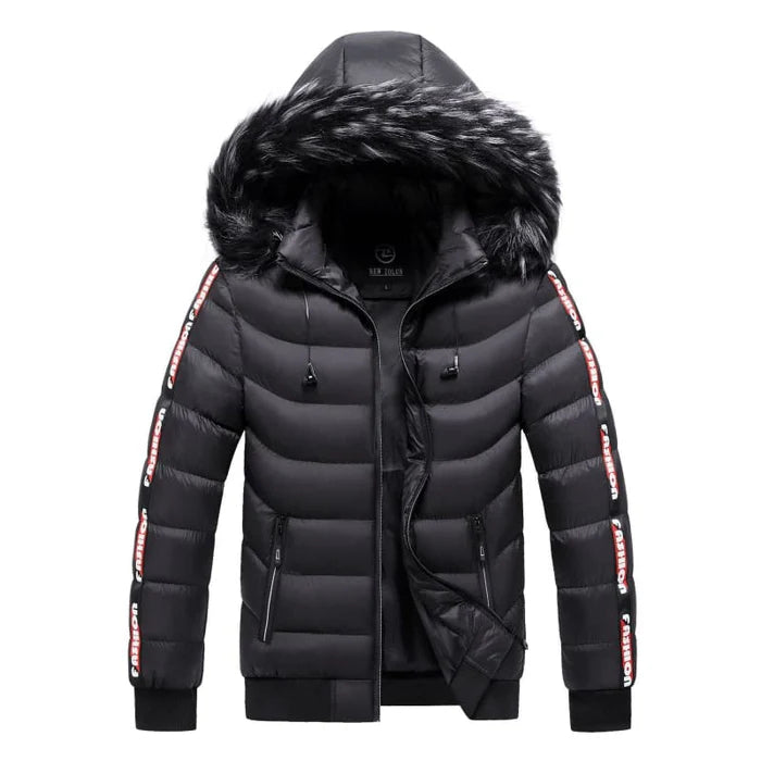Jaqueta Puffer Masculina Piannaro PN112 com capuz forrado em fundo neutro.