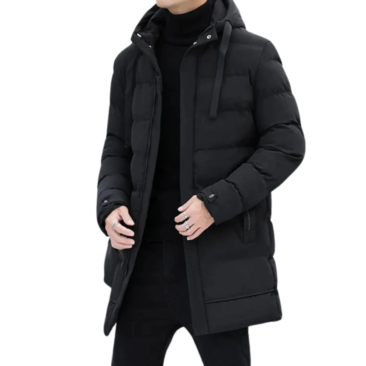 Jaqueta Puffer Masculina Alongada Piannaro PN076 em fundo neutro.
