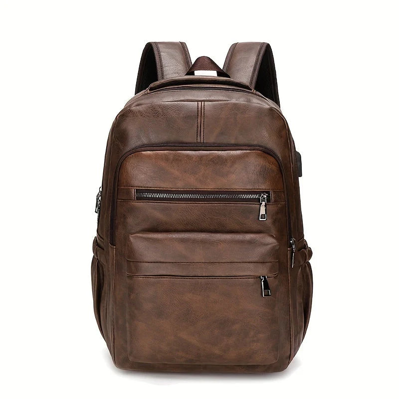 Mochila de Couro Masculina Piannaro PN421 com porta USB e antifurto