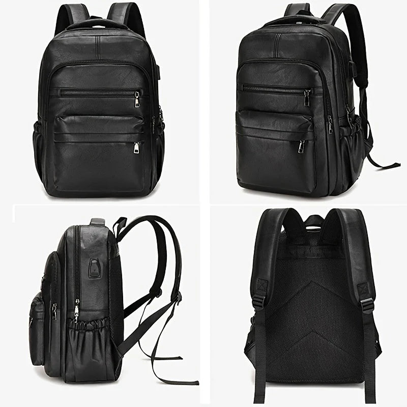 Mochila de Couro Masculina Piannaro PN421 com porta USB e antifurto