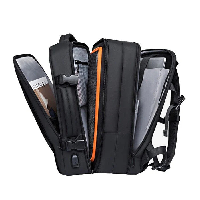 Mochila de Viagem Piannaro PN408 para notebook de 17 polegadas, expansível e impermeável, com porta USB integrada.