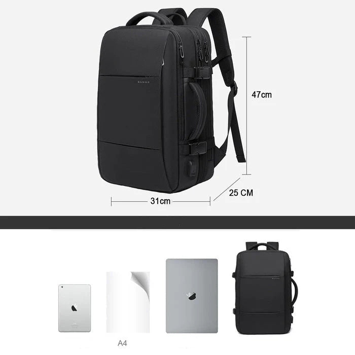 Mochila de Viagem Piannaro PN408 para notebook de 17 polegadas, expansível e impermeável, com porta USB integrada.