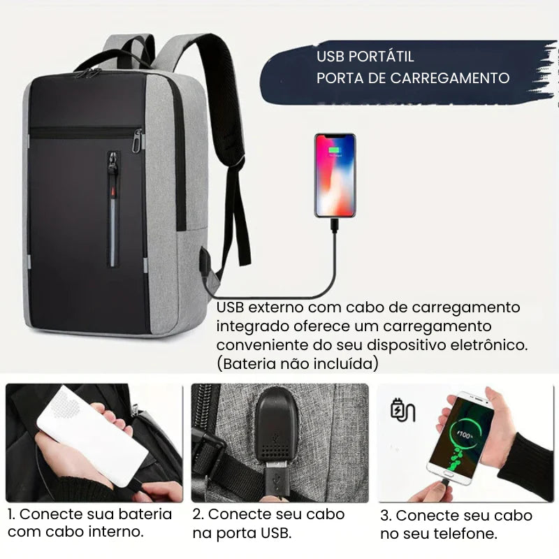 Mochila Executiva Piannaro PN420 com porta USB e compartimento para laptop.