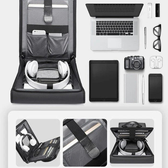 Mochila Executiva Piannaro PN414, ideal para notebooks de 15", impermeável, com design moderno e costas respiráveis.