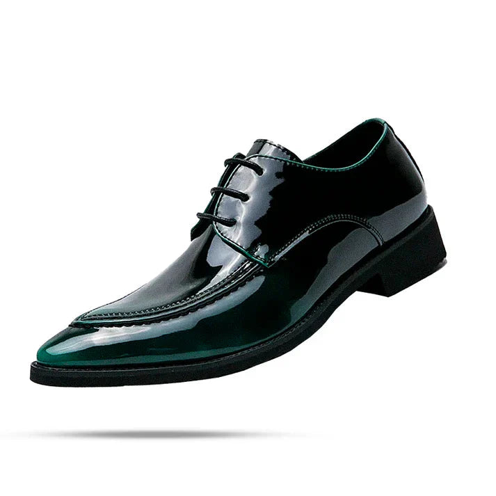 Sapato Masculino Derby em Couro Piannaro PN366 em verde esmeralda escuro e preto