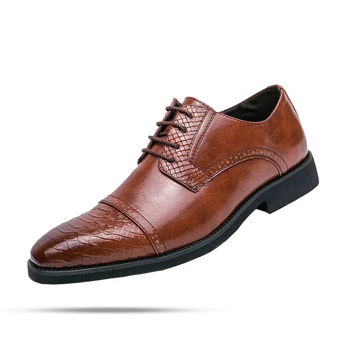 Sapato Masculino Derby Piannaro PN362 em couro texturizado, disponível em branco, marrom e preto.