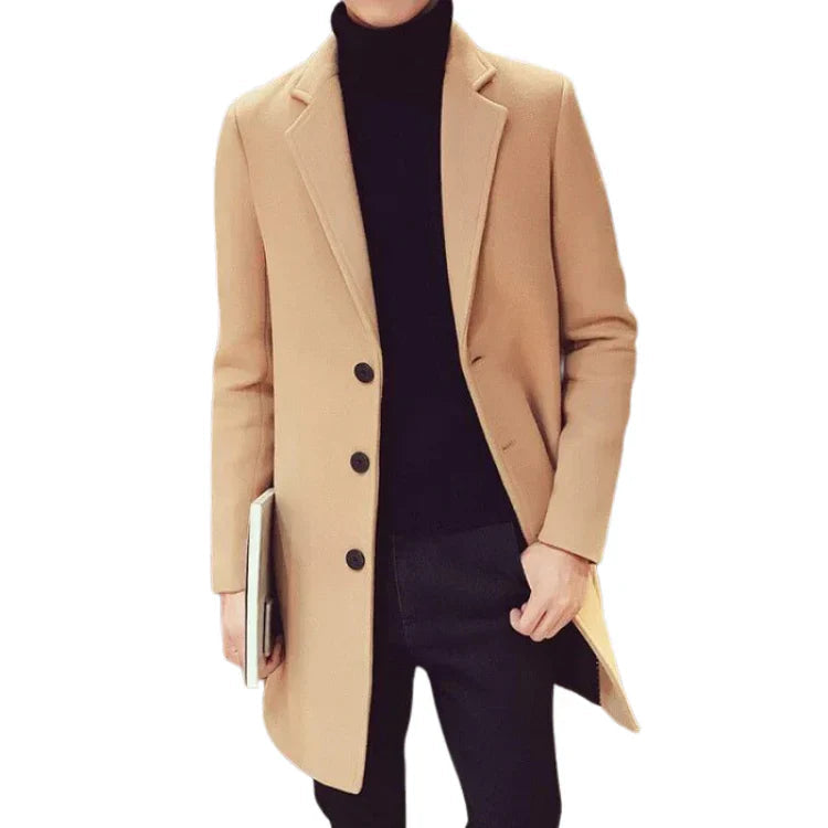 Sobretudo Masculino Piannaro PN231 em lã batida e algodão, ideal para o frio.