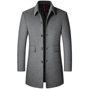 Sobretudo Masculino em Lã Piannaro PN238 com gola polo e corte slim.