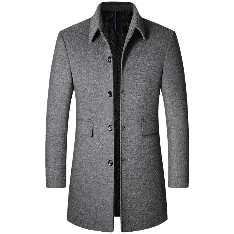 Sobretudo Masculino em Lã Piannaro PN238 com gola polo e corte slim.