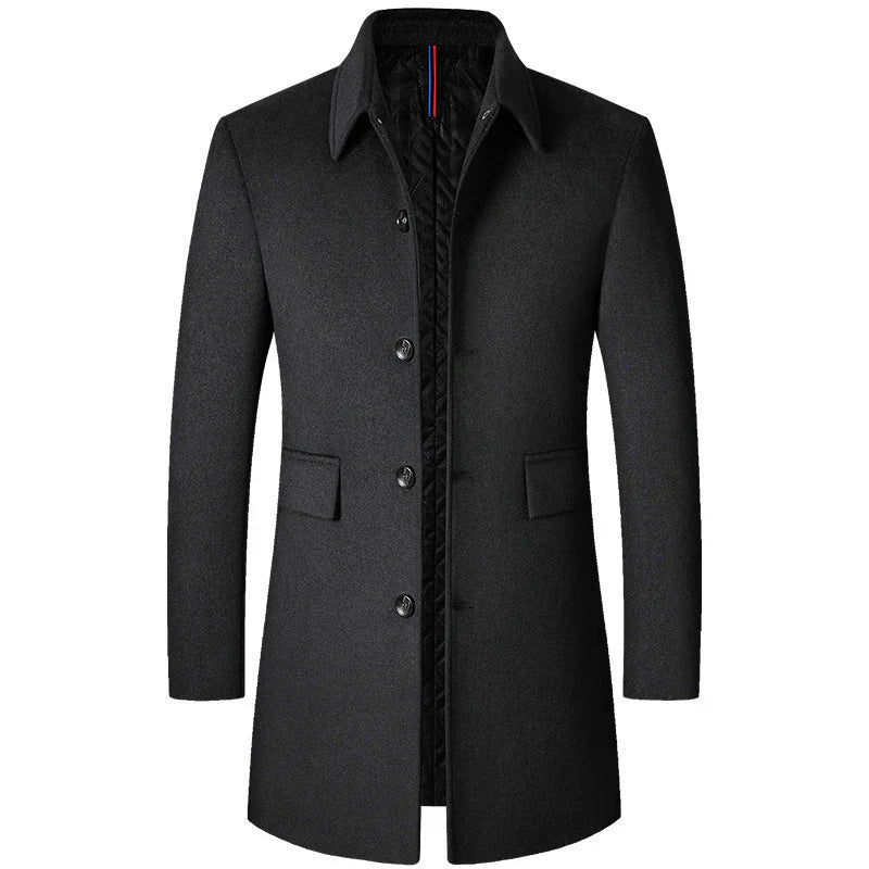 Sobretudo Masculino em Lã Piannaro PN238 com gola polo e corte slim.