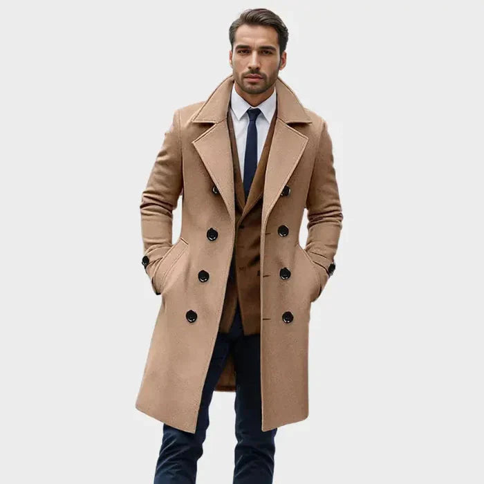 Sobretudo Masculino Longo Piannaro PN240 em lã e algodão, elegante e funcional.