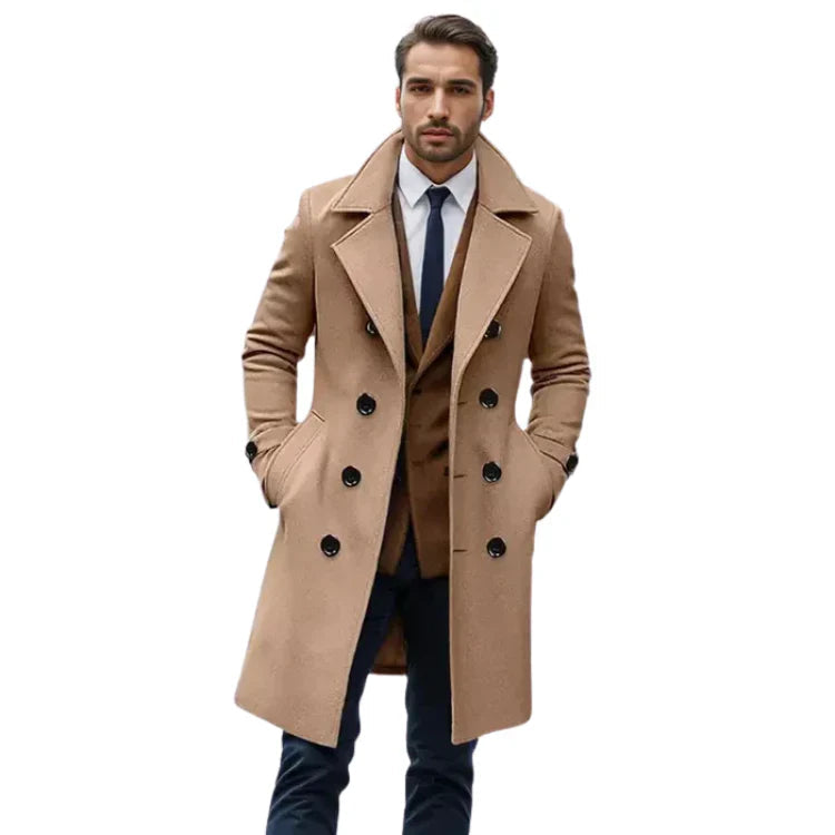 Sobretudo Masculino Longo Piannaro PN240 em lã e algodão, elegante e funcional.