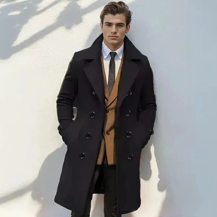 Sobretudo Masculino Longo Piannaro PN240 em lã e algodão, elegante e funcional.