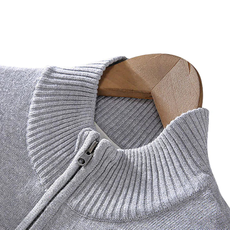 Suéter Masculino Piannaro PN022 com meia gola alta e meio zíper.