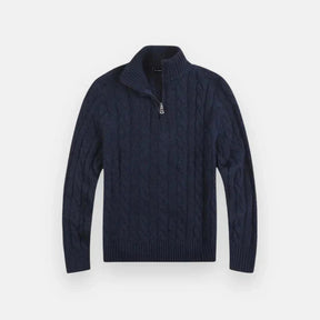 Suéter Masculino em Tricot Piannaro PN018 com meio zíper e modelagem slim fit.