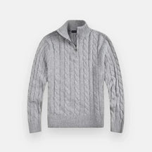 Suéter Masculino em Tricot Piannaro PN018 com meio zíper e modelagem slim fit.