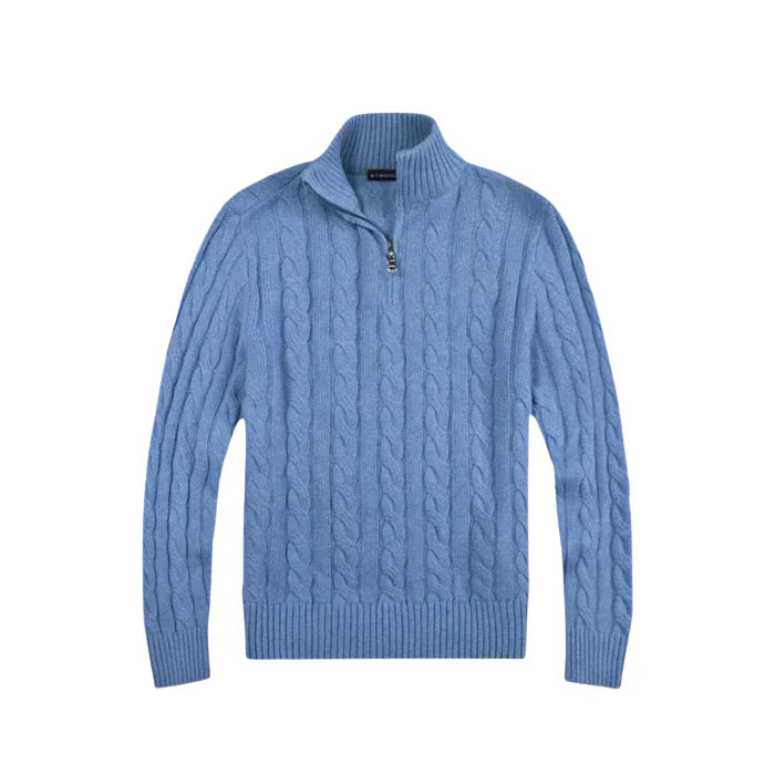 Suéter Masculino em Tricot Piannaro PN018 com meio zíper e modelagem slim fit.