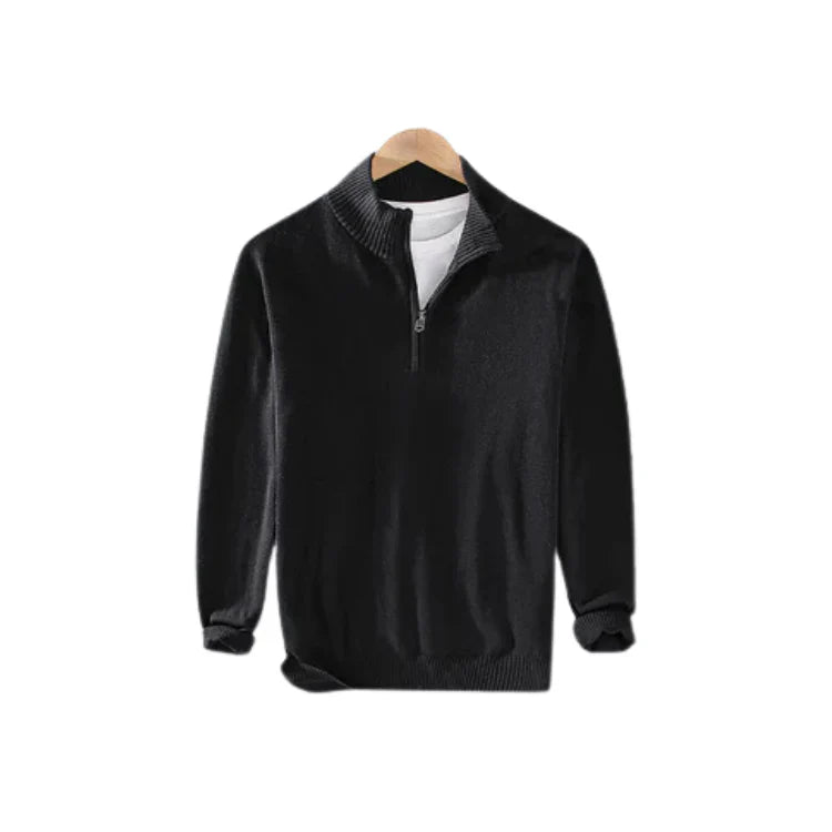 Suéter Masculino Piannaro PN022 com meia gola alta e meio zíper.