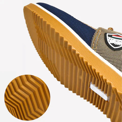 Tênis Masculino Sport Piannaro PN247 em azul e caramelo, estilo urbano.
